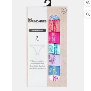 No Boundaries Women's 7-Pack 'Days' Mid-Rise Thongs - Multicolor Set